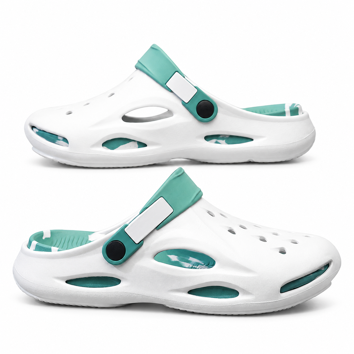 Ventilated EVA Clogs with Pivoting Heel Strap in Three Colors