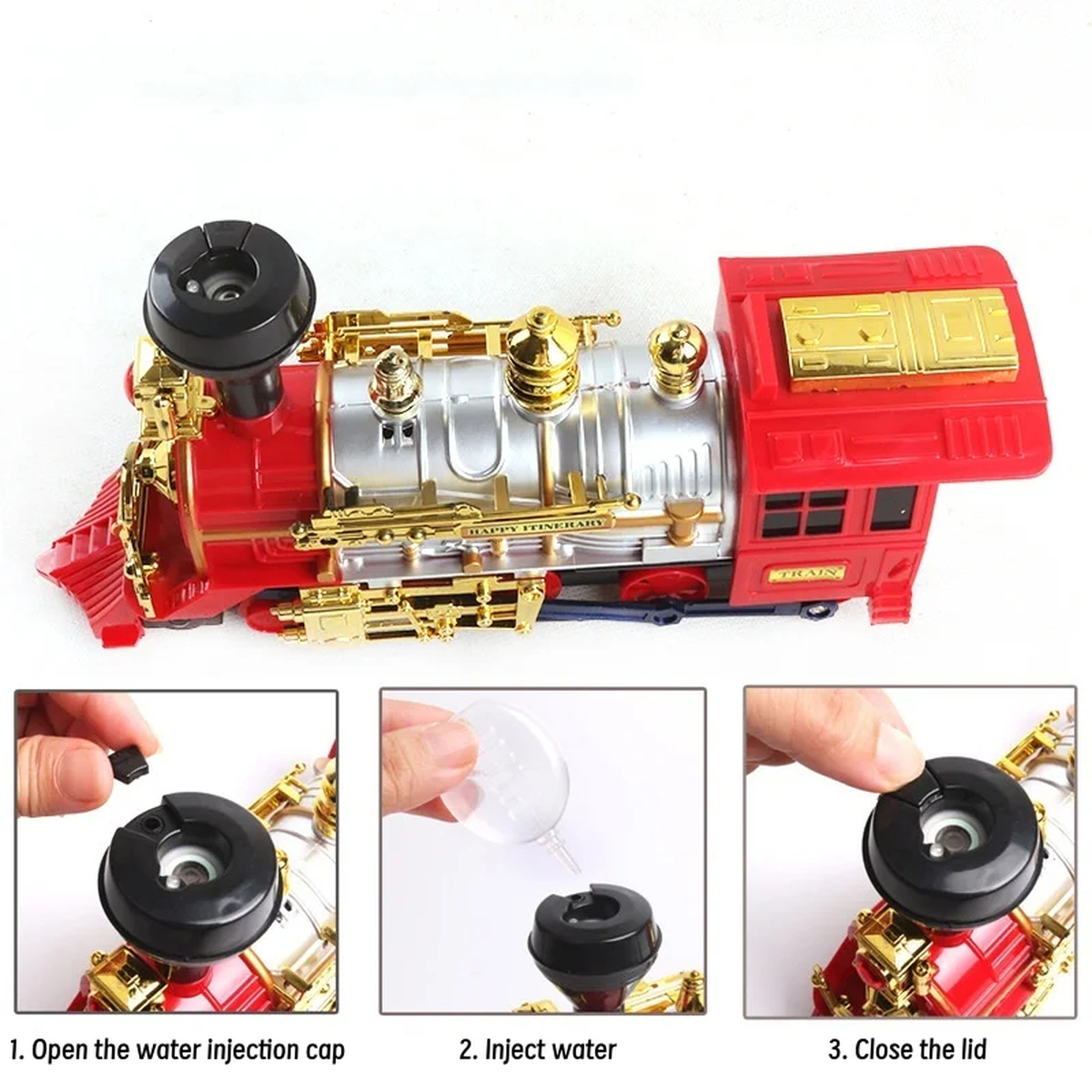 Electric Toy Train with Lights, Music and Mist Effect