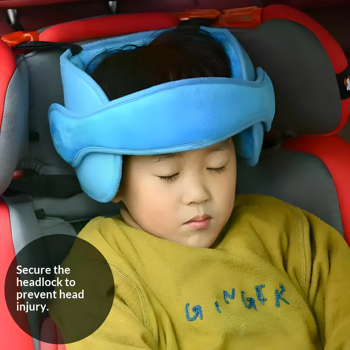 Padded Child Seat Head Support Strap in Blue, Pink or Gray