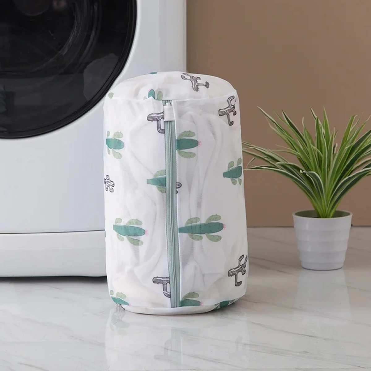 Cactus Print Mesh Laundry Wash Bag with Zipper, 6 Styles