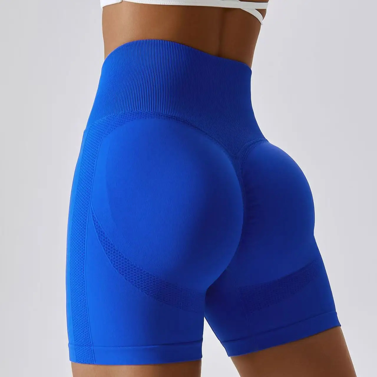Women's Seamless High-Waisted Yoga Shorts with Scrunch Detail