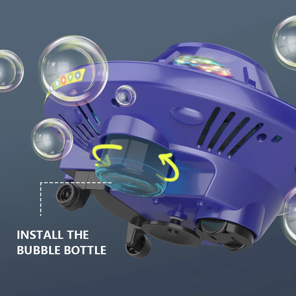 Flying Saucer Bubble Machine with Lights Rotating Kids Toy