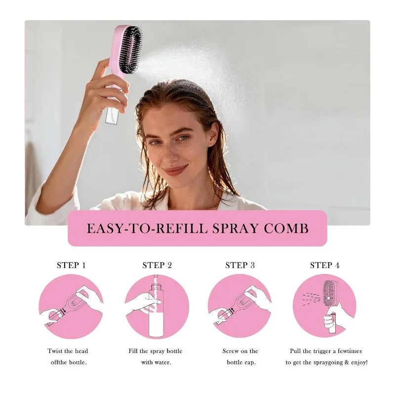2-in-1 Mist Spray Detangling Hair Brush Anti-Static