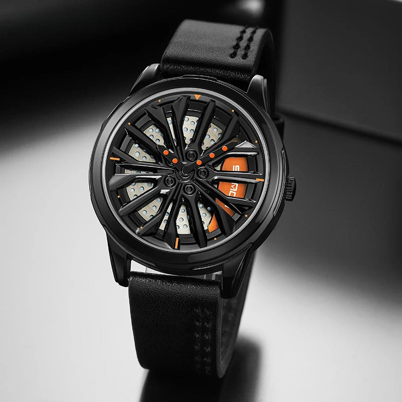 Car-Inspired Rim Watch with a 360-Degree Spinning Hub Design