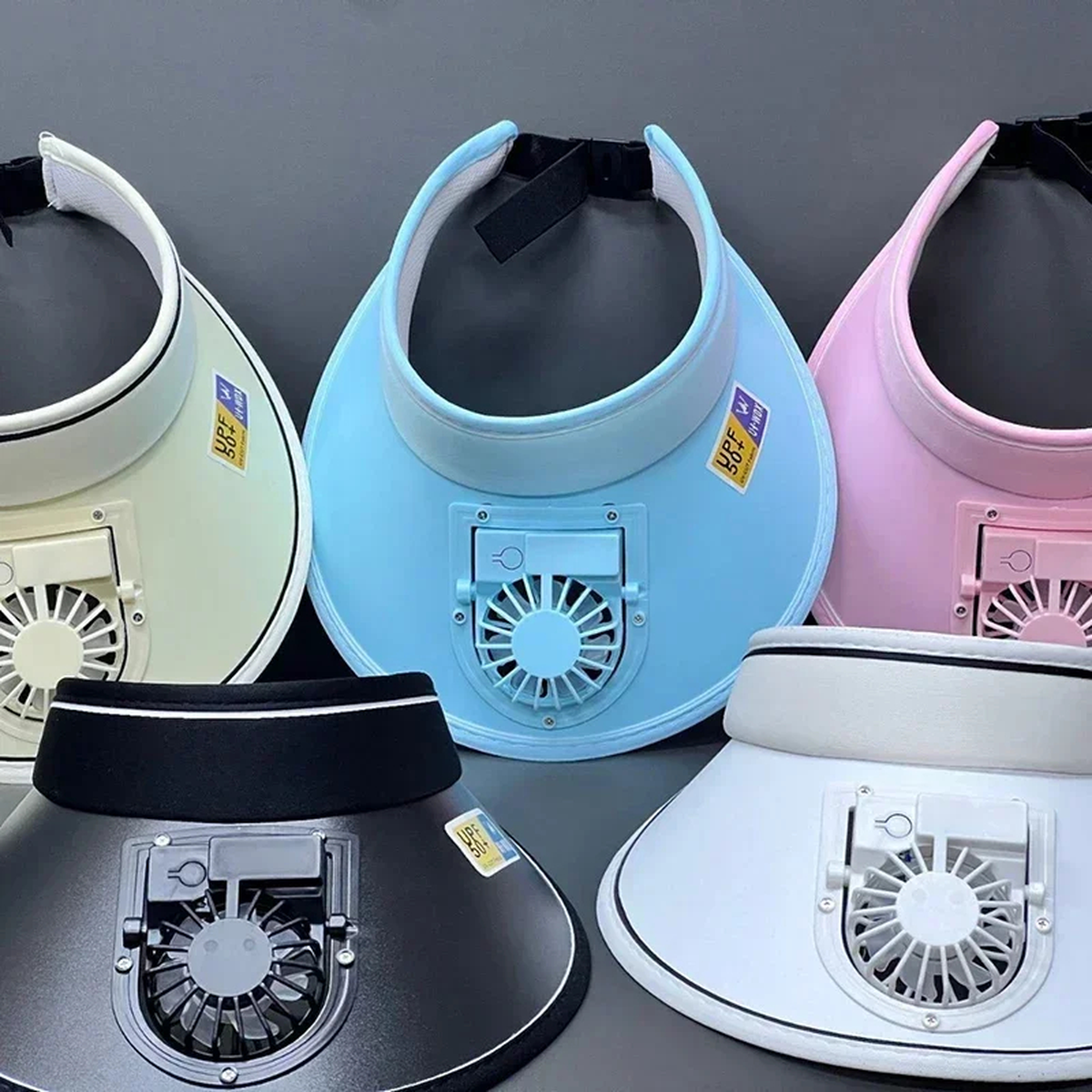 Rechargeable Fan Sun Visor with Adjustable Open-Top Fit