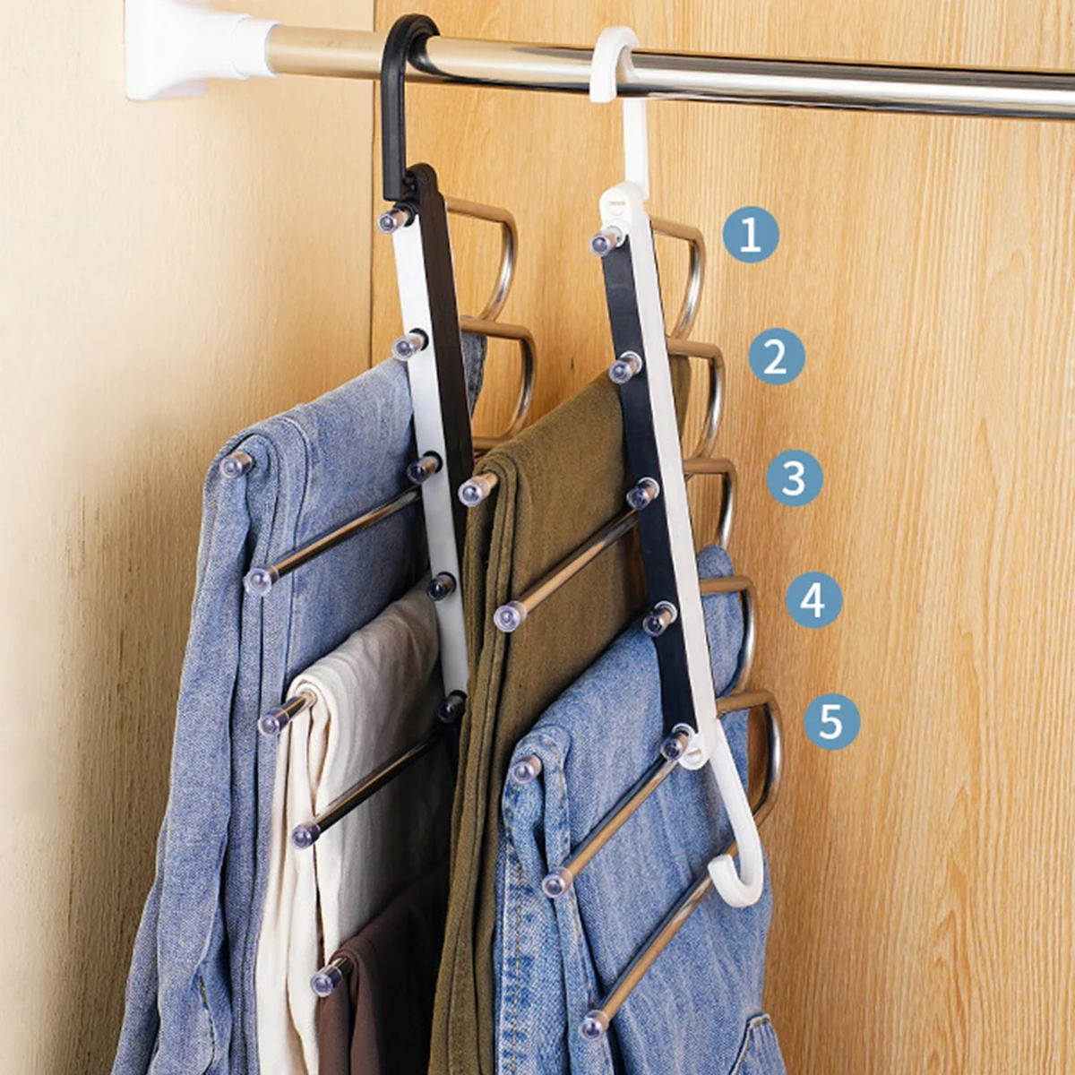Space-Saving Folding Multi-Layer Trouser Hanger for Closets