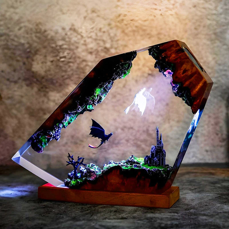 Dragon Resin Night Light – 7-Color LED USB Ambient Lamp