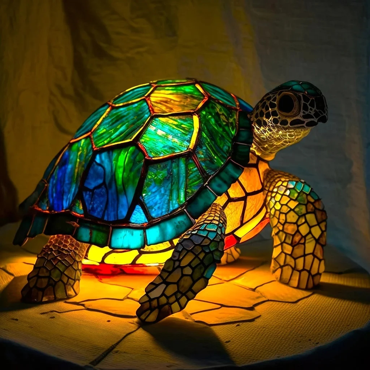Decorative Stained-Glass Animal Table Lamp with USB Power