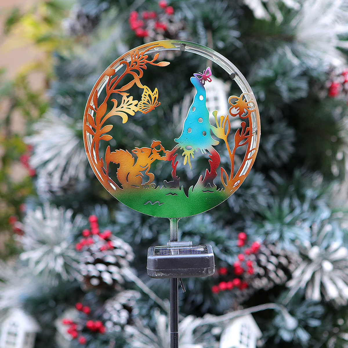 Solar Garden Stake Light with Decorative Animal Silhouettes