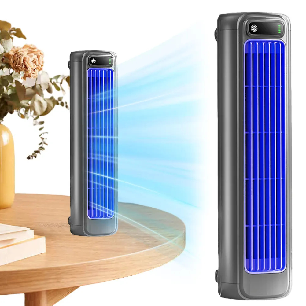 Compact Tower Fan with Wall Mount Rechargeable or Plug-In