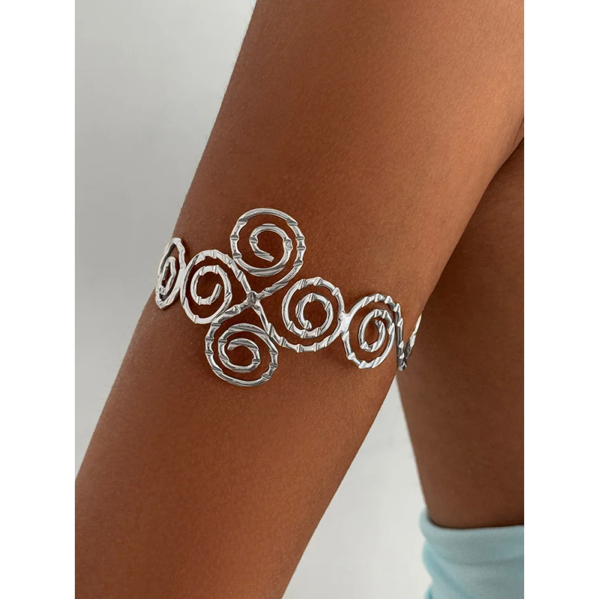 Spiral Armlet, Openwork Upper Arm Cuff in Gold or Silver Tone