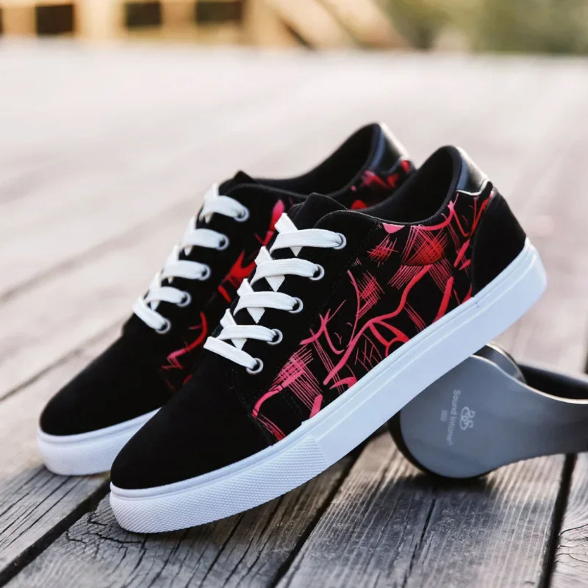 Abstract-Print Low-Top Lace-Up Sneakers in Three Colorways
