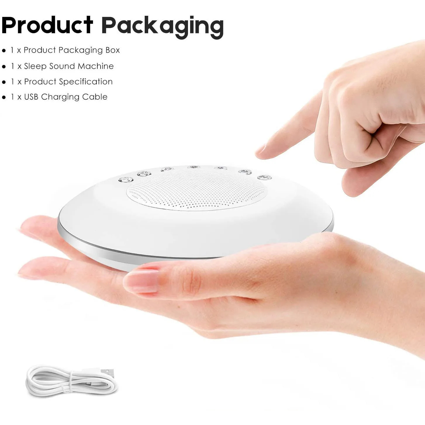 White Noise Sleep Sound Machine with Timer and USB Cable