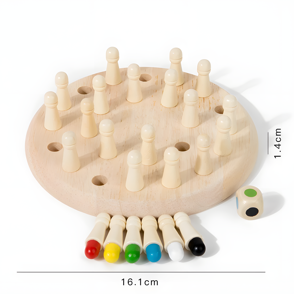 Wooden Color Memory Peg Game with Round Board and 24 Pegs