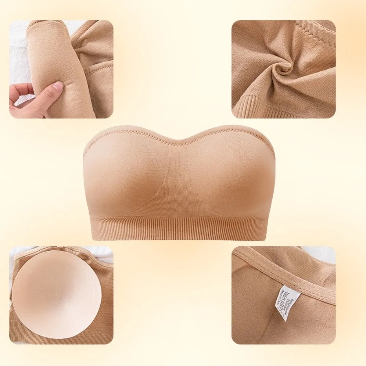 Seamless Strapless Bra with Removable Pads for Dresses