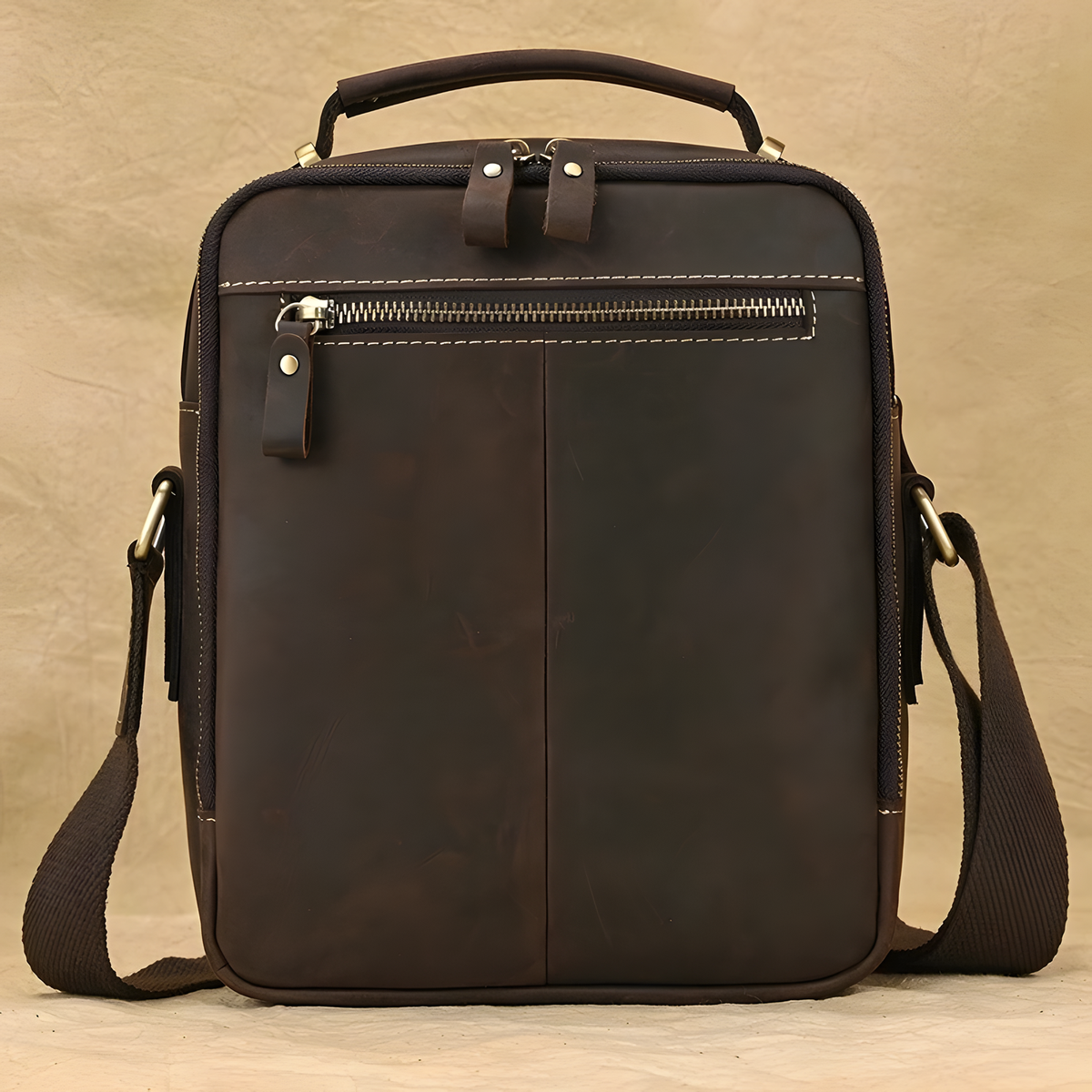 Multi-Zip Shoulder Messenger Bag for Everyday Carry, 25.5 cm