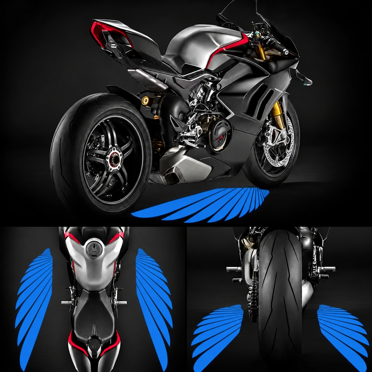 Motorcycle Angel Wing LED Projector Lights, Wired 2-Pack
