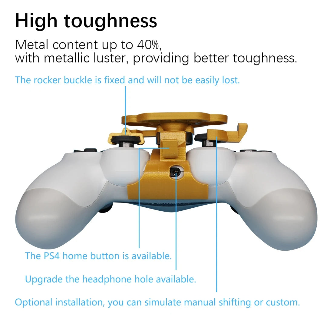 Game controller with text highlighting high toughness and features