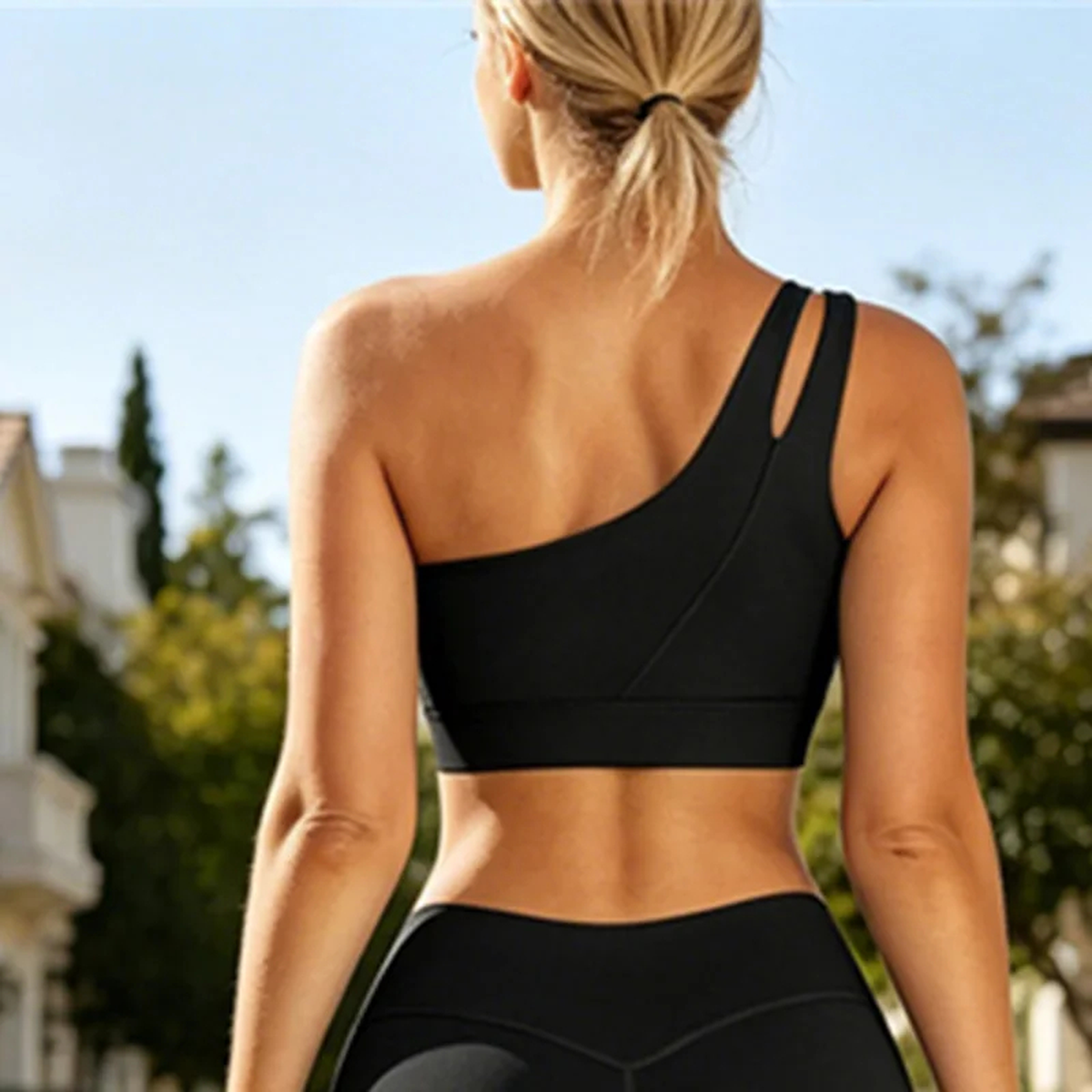 Women's One-Shoulder Sports Bra for Low-Impact Training