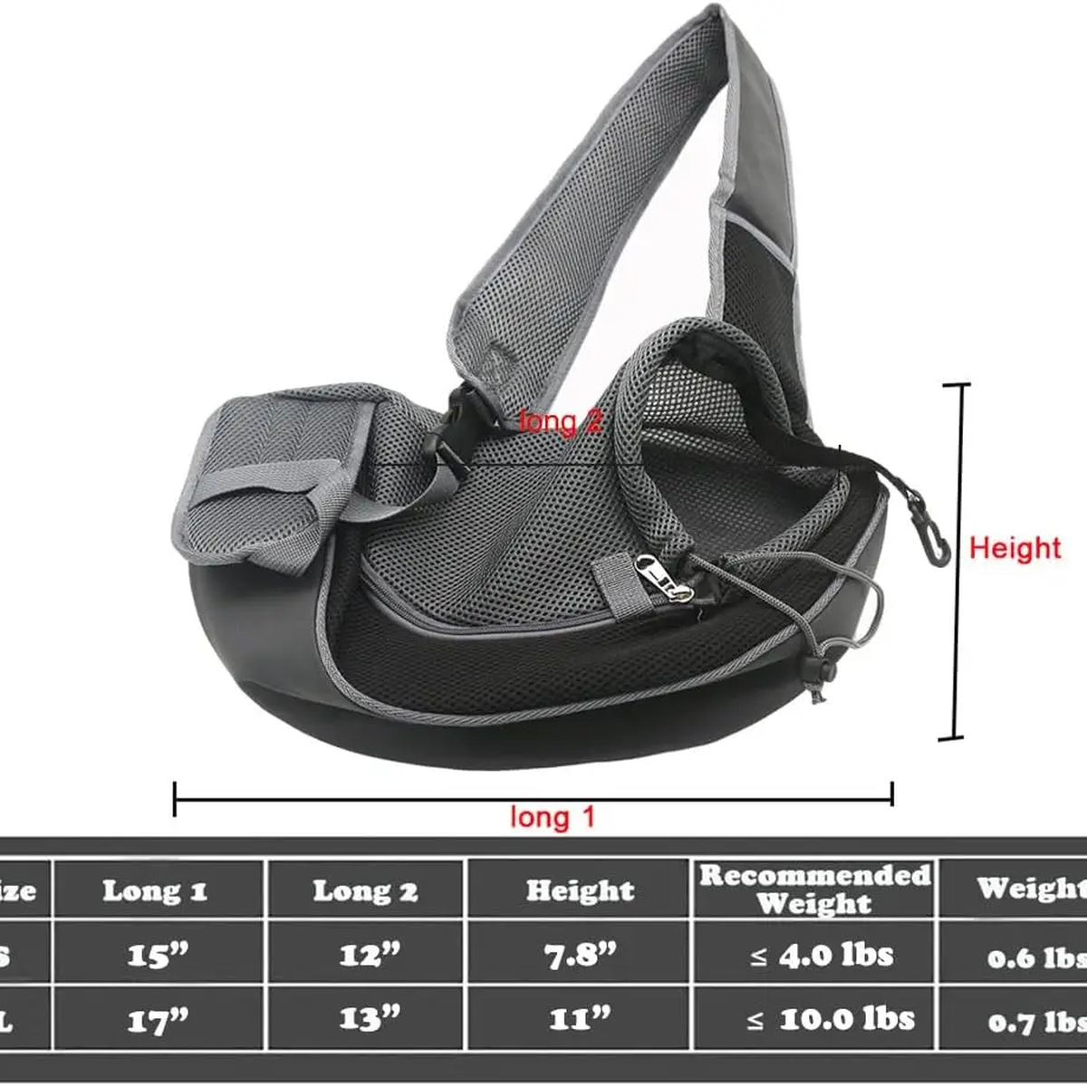 Reflective Mesh Pet Carrier Sling Bag with Adjustable Strap