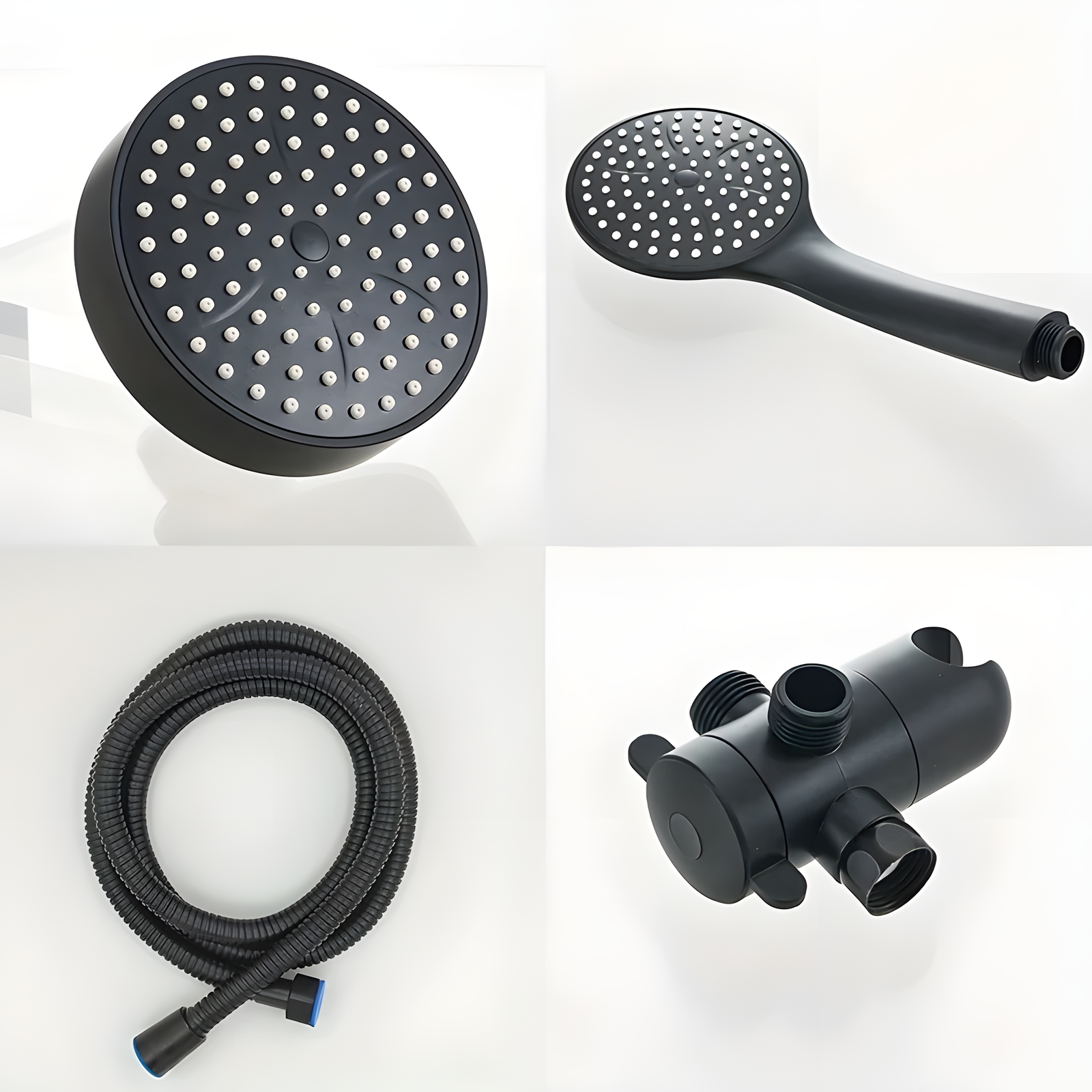 Dual Shower Head Set Fixed & Handheld with Diverter Chrome/Black