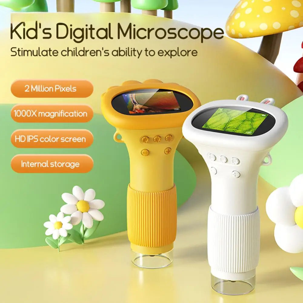 Kids Handheld Digital Microscope 1000x Zoom HD Screen 2 Colors