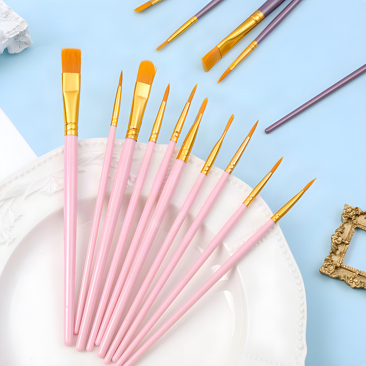 Artist Paintbrush Set, 10 Assorted Tips for Painting & Crafts