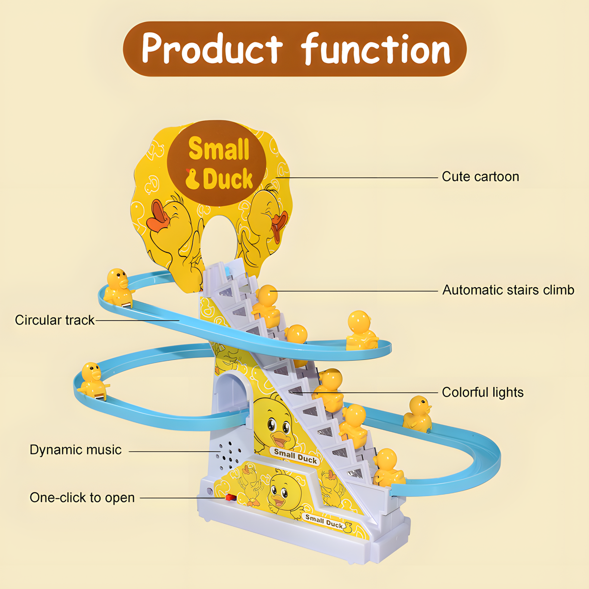 Automatic Stair-Climbing Duck Track Toy with Music and Lights
