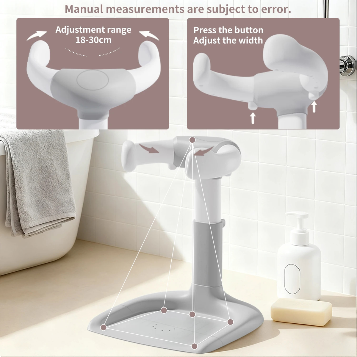 Adjustable Toddler Shower Support Stand with Opening Arms
