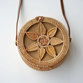 Small Woven Rattan-Style Crossbody Bag with Lining and Strap