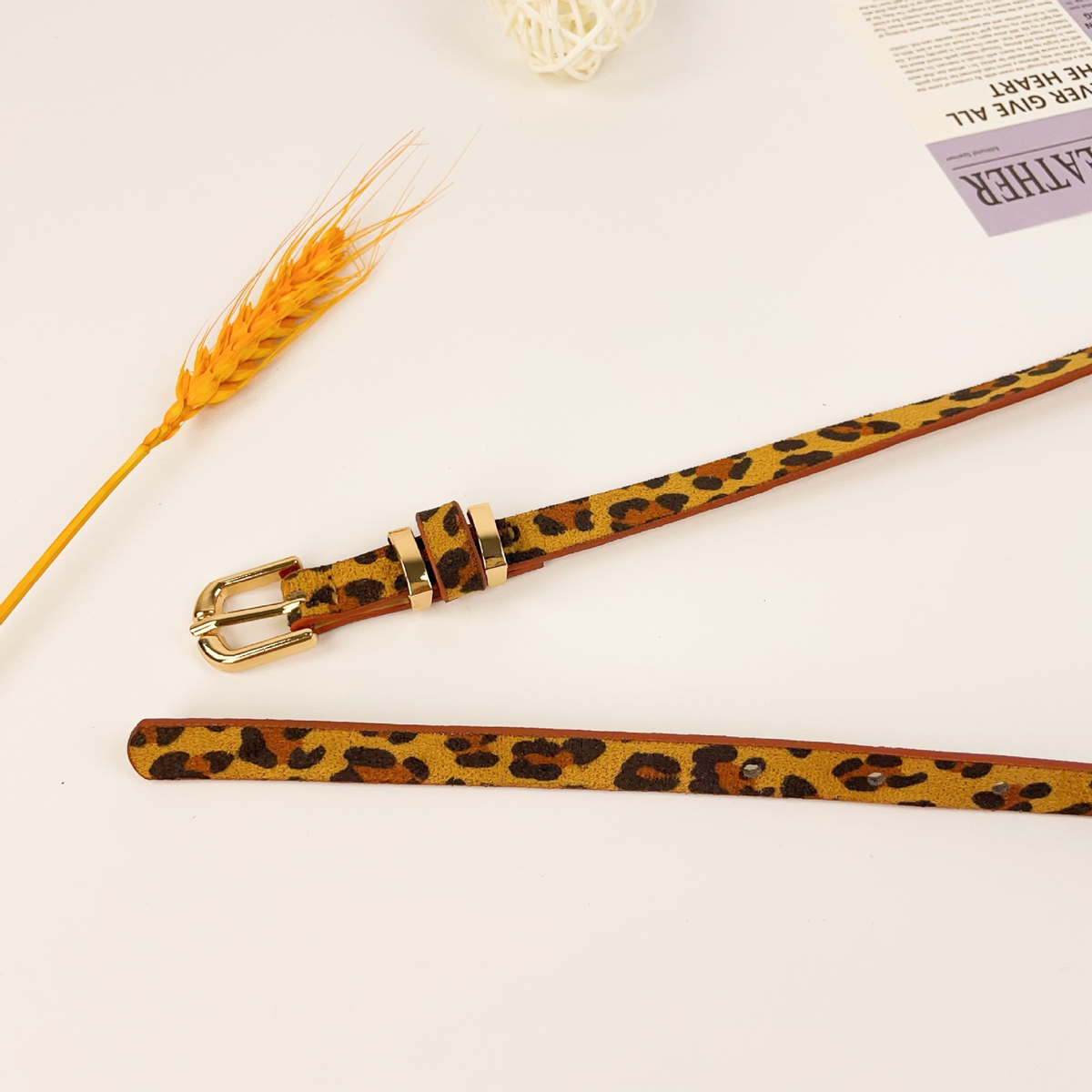 Slim Adjustable Buckle Belt in Leopard Print and Neutrals