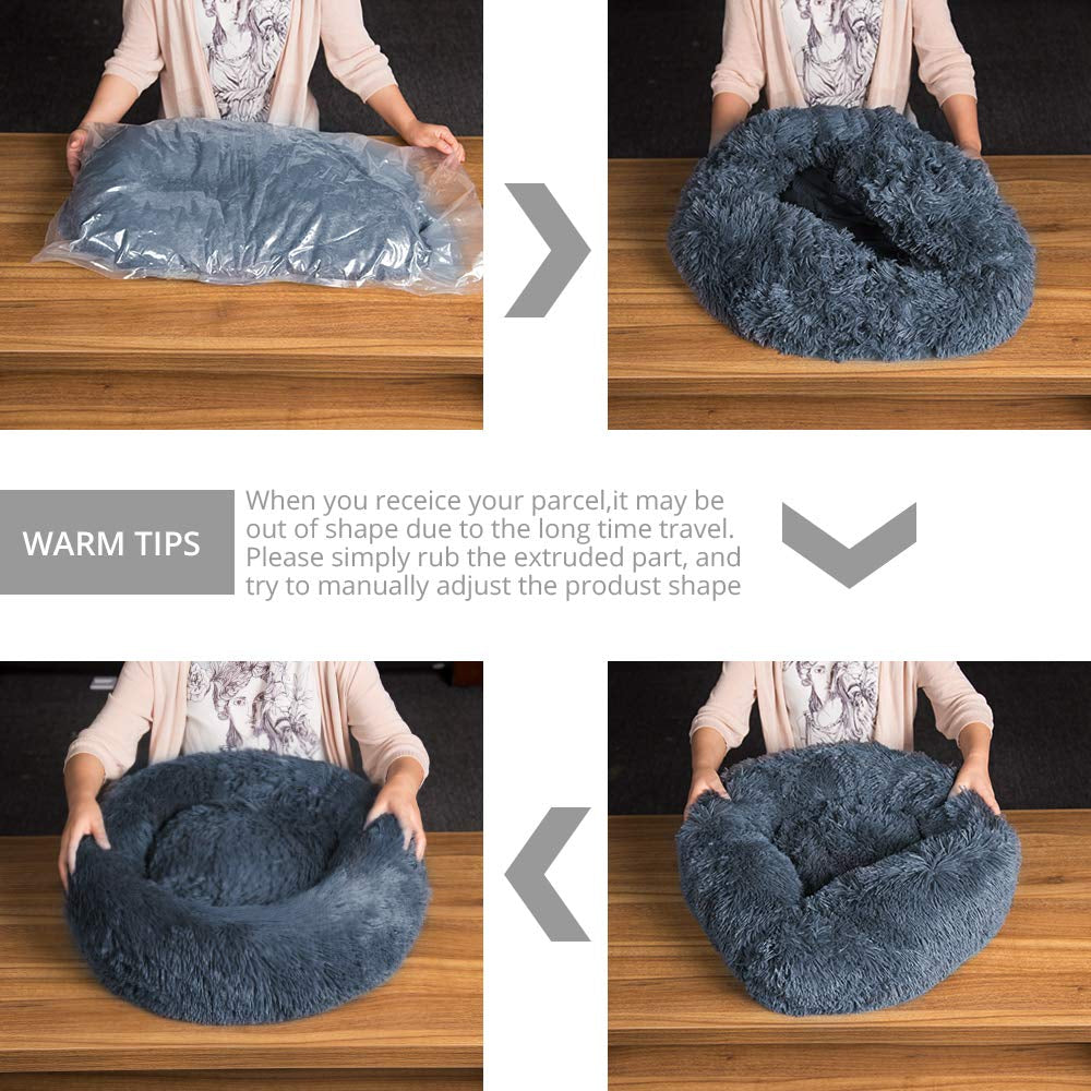 Donut Pet Bed with Raised Rim — Soft Plush for Cats & Dogs