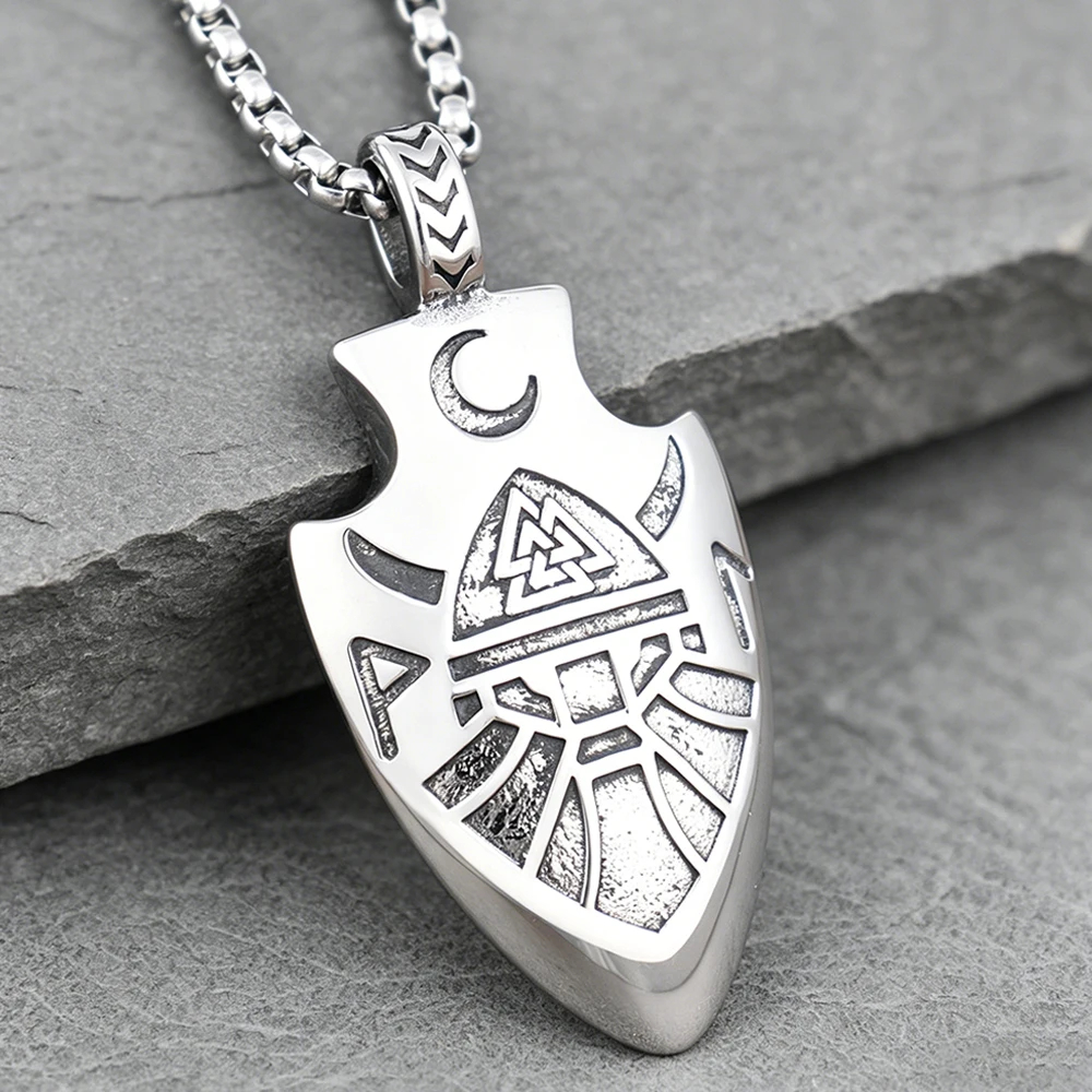 Double-Sided Viking Arrow Pendant – Silver Necklace