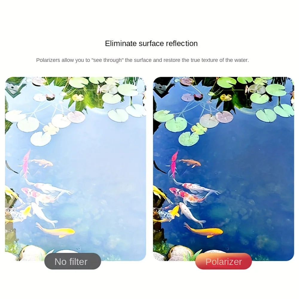 52mm Clip-On CPL Phone Lens Filter - Polarizer for Glare-Free Smartphone Photography - TradixPro