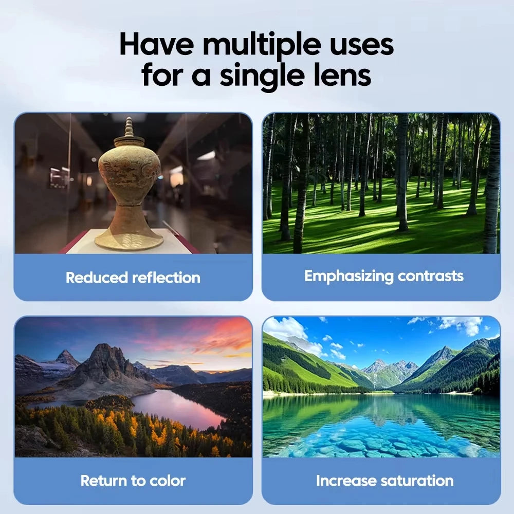 52mm Clip-On CPL Phone Lens Filter - Polarizer for Glare-Free Smartphone Photography - TradixPro