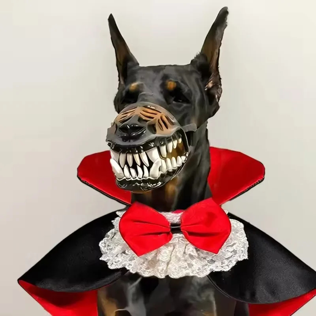 Fanged Dog Costume Muzzle with Adjustable Straps, 4 Sizes