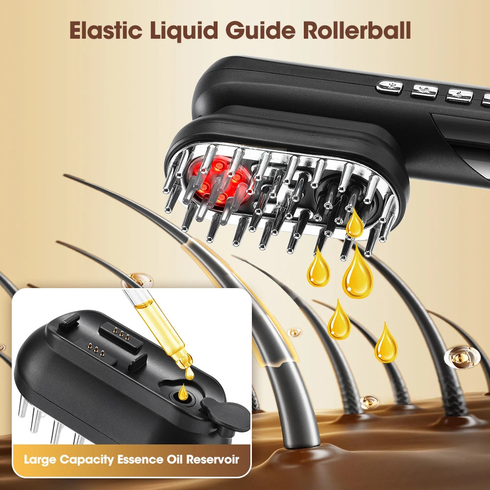 4-in-1 Electric Scalp Massager Comb with EMS & Red Light