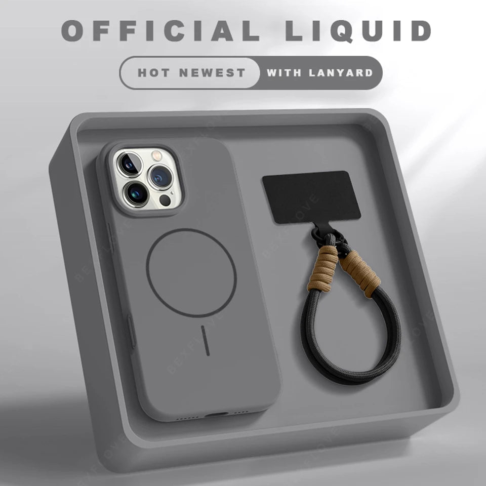 Magnetic Phone Case with Lanyard Strap - Compatible with iPhone 14/15/16