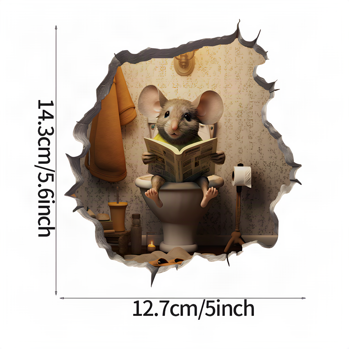 Mouse Hole Wall Sticker in Reading Mouse or Lantern Design