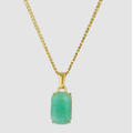 Rectangular Stone-Look Pendant Necklace with Fine Chain