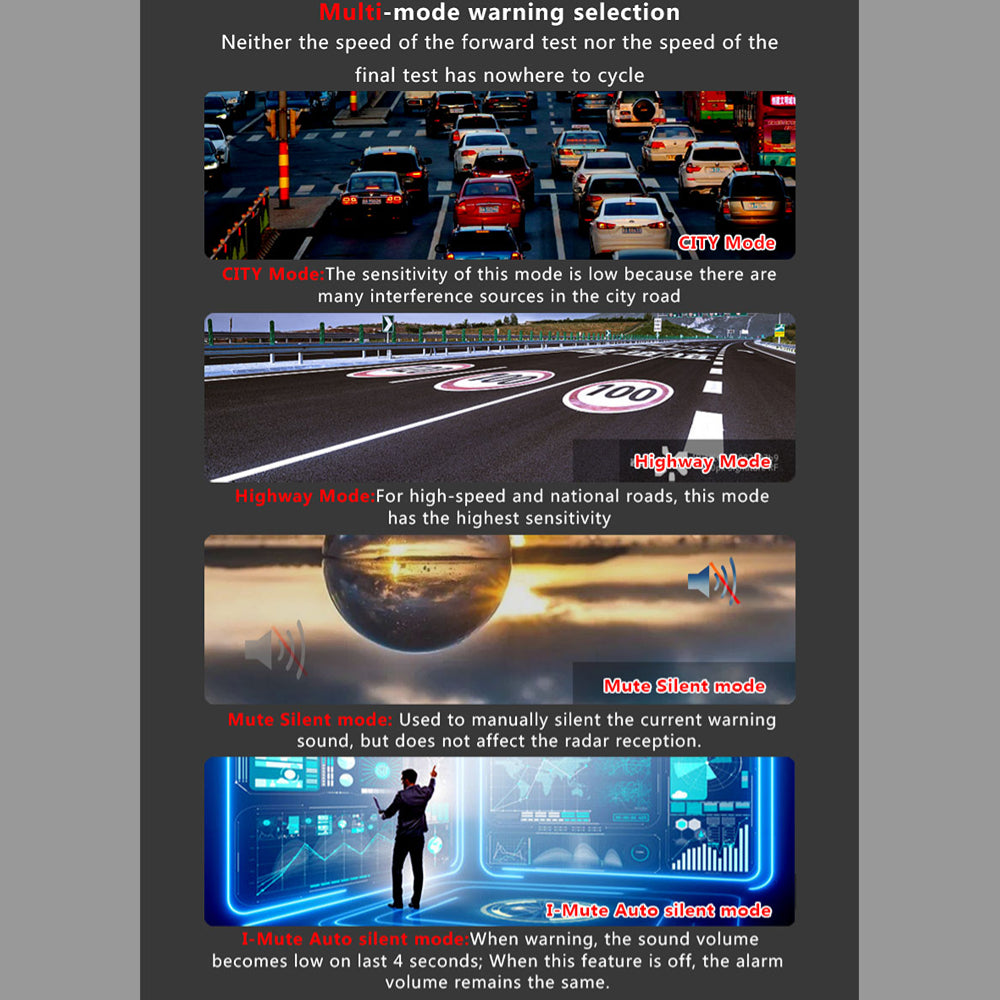 Car Radar Detector – Laser Speed Camera Alert | 250-2500m Range