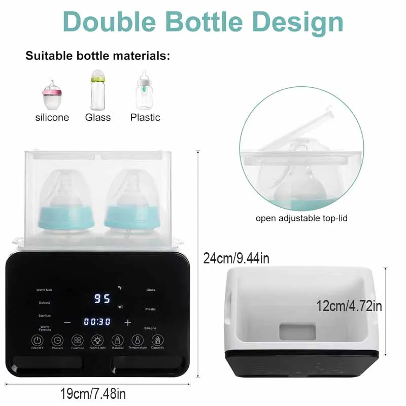 Digital Dual Baby Bottle Warmer with Steam Function