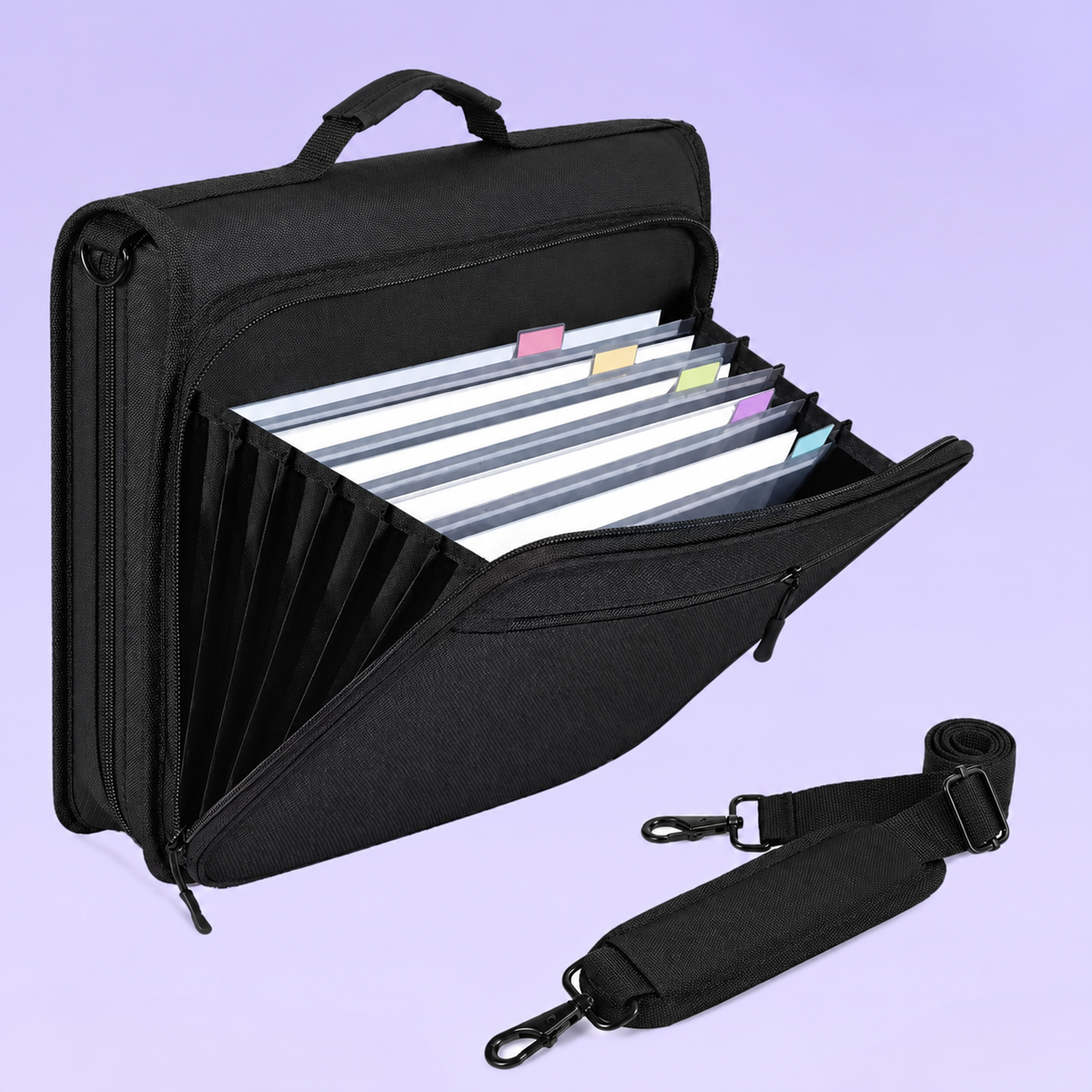Oxford Document Organizer Bag with File Dividers and Ring Binder