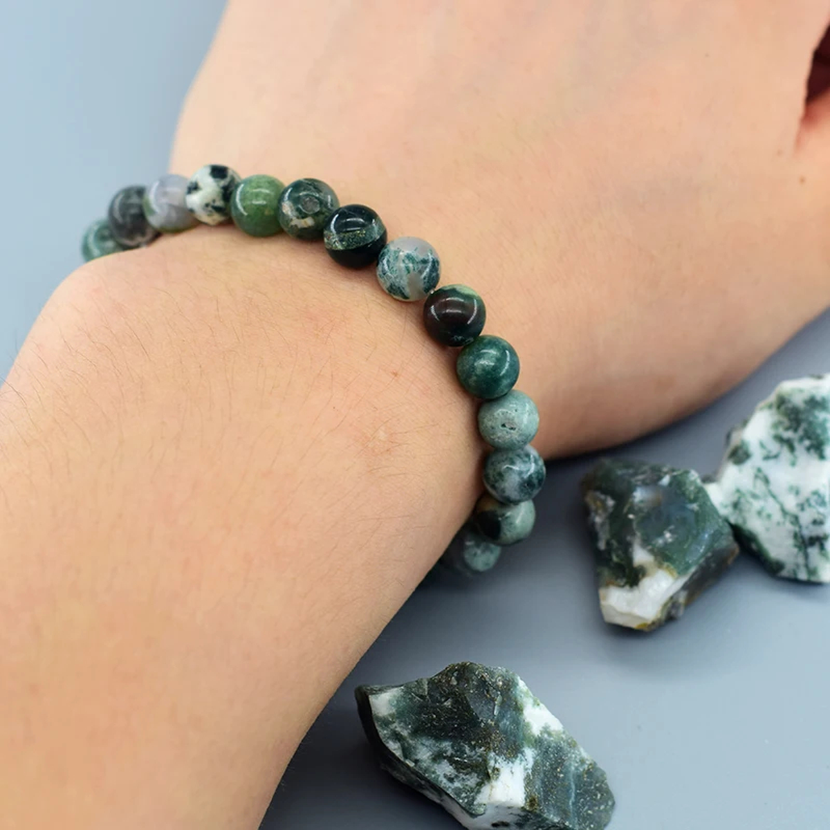 Stone-Look Bead Stretch Bracelet