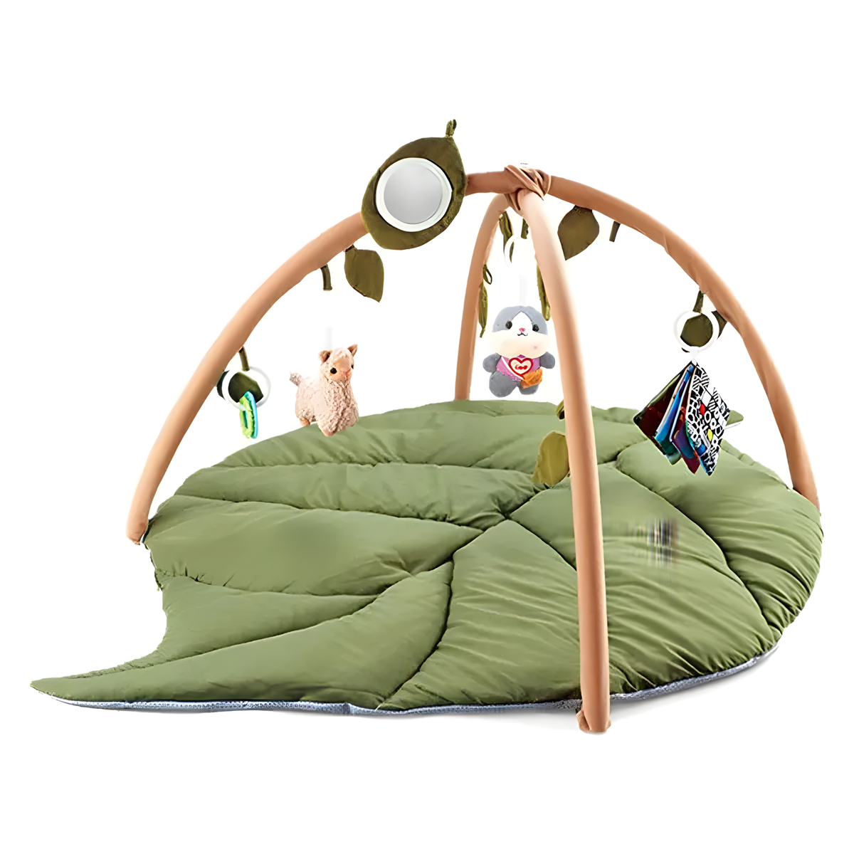 Leaf-Shaped Baby Activity Play Gym with Hanging Toys and Mirror