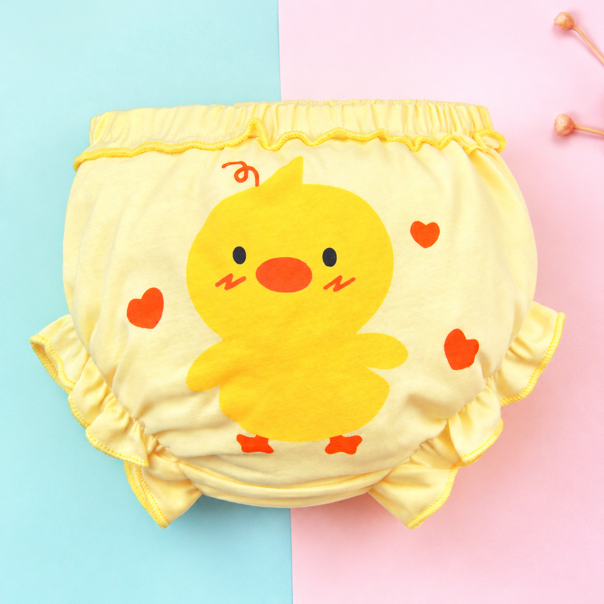 Ruffled Cotton Baby Bloomers with Gathered Waist in Four Prints