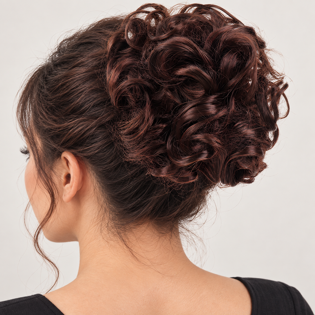 Curly Synthetic Bun Hairpiece with Two Combs, 22 Shades