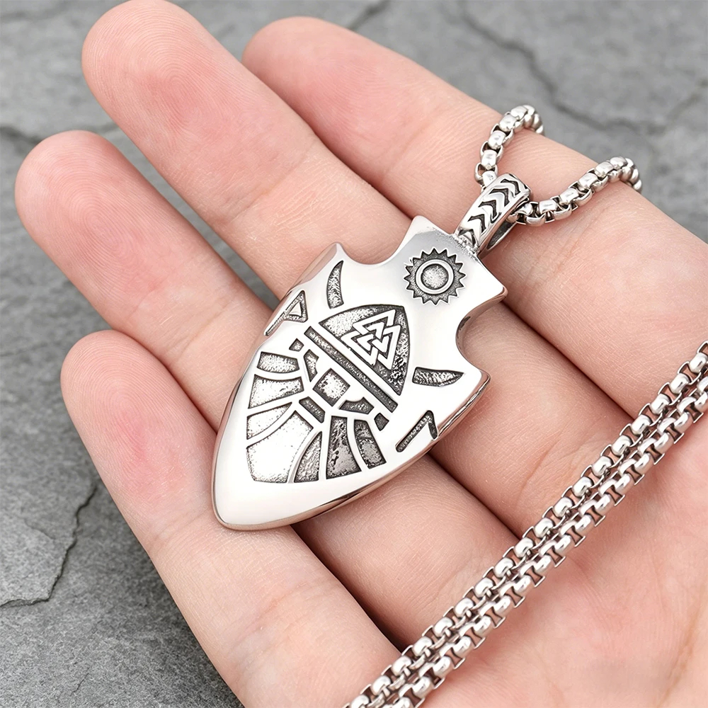 Double-Sided Viking Arrow Pendant – Silver Necklace