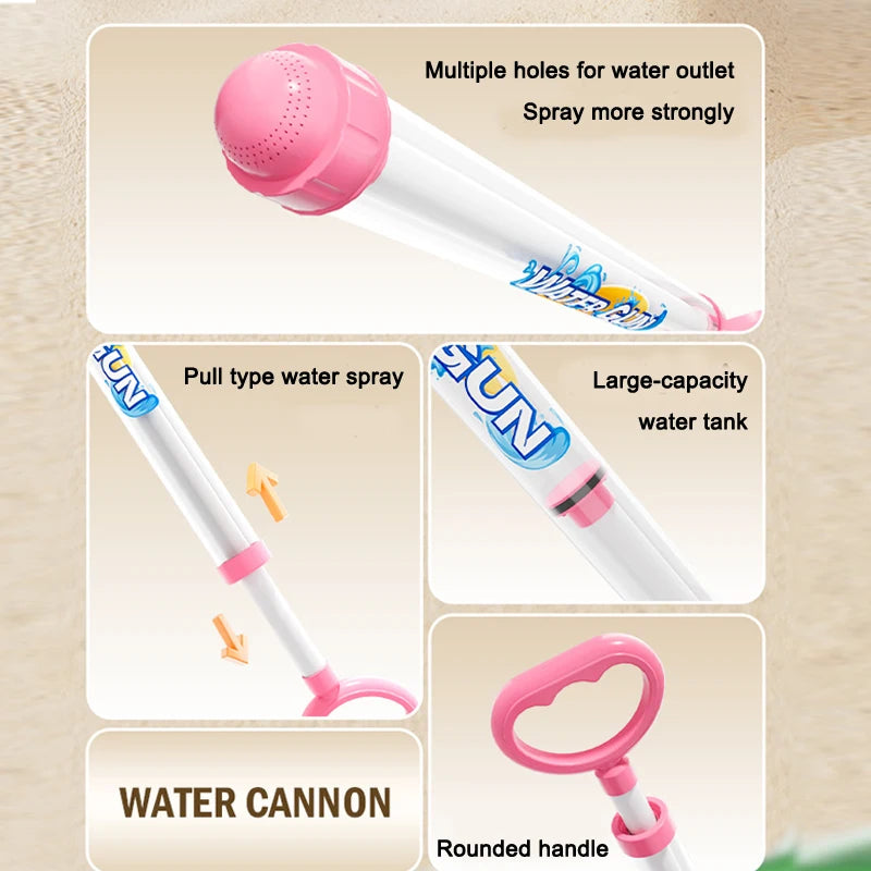Kids Water Blaster Gun Pull-Action Outdoor Summer Toy 38cm