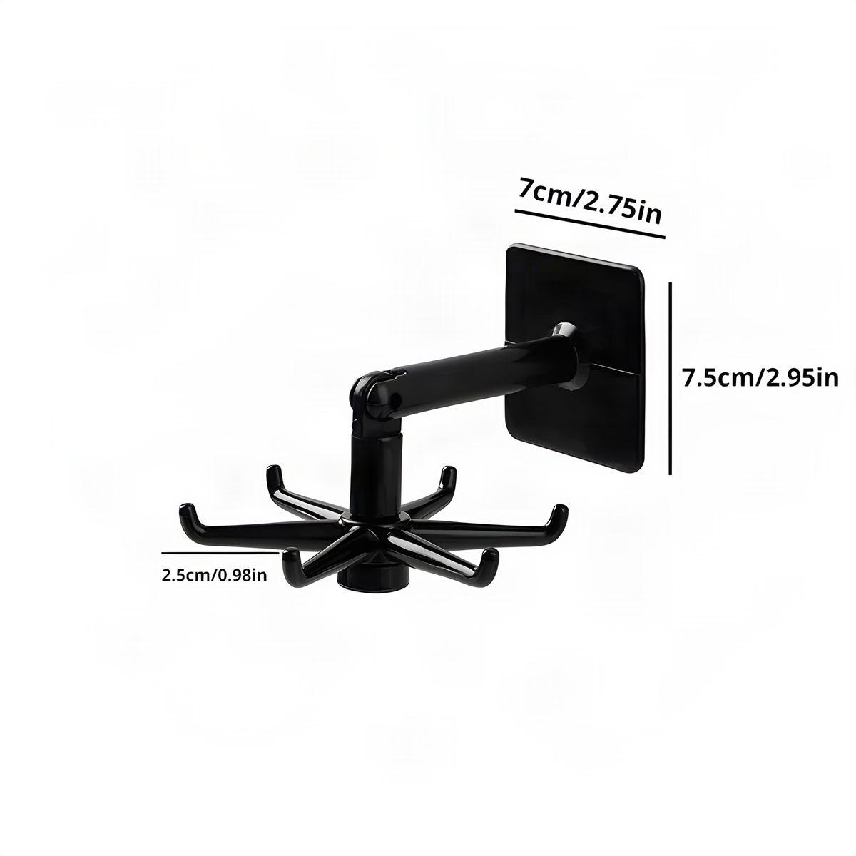 Rotating Six-Hook Utensil Hanger with Adhesive Mounting Pad